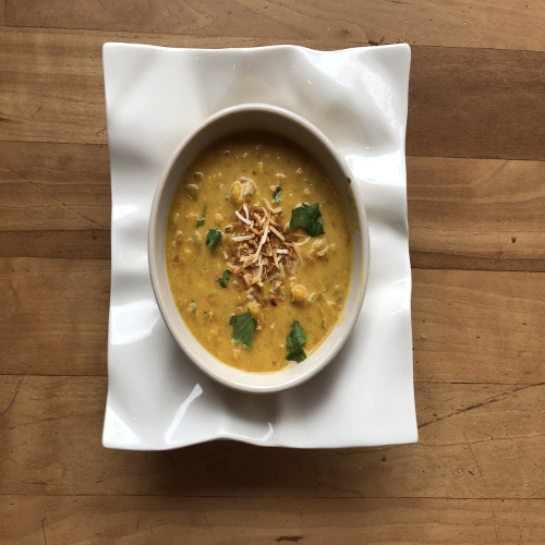 Curried lentil, tomato and coconut soup - web