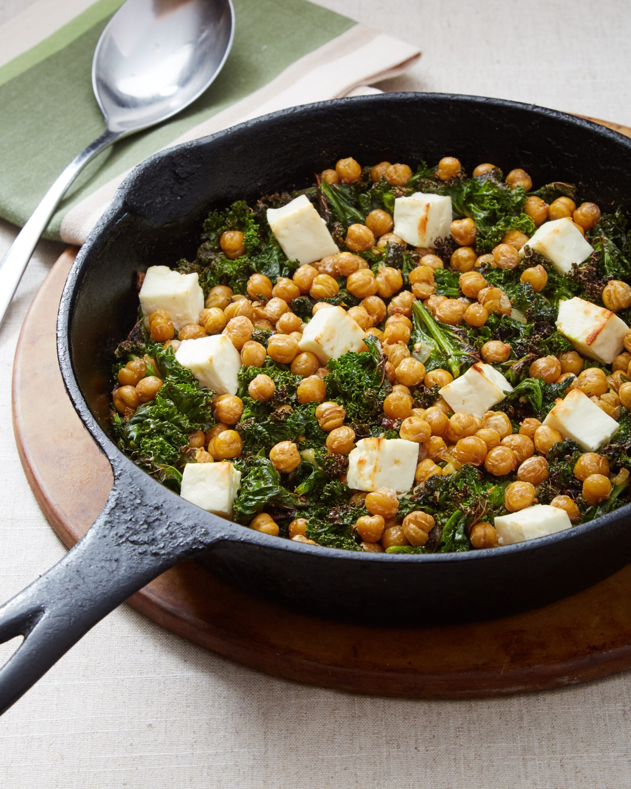 Baked Feta, Kale and Crispy Chick Pea Saute Rose Reisman